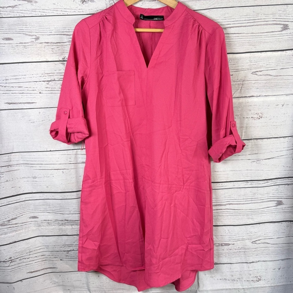 Chetta B Shirt Tunic Dress Fuchsia Size M